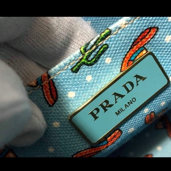 PRADA - Sombrero Print Small Canapa Tote Bag -RARE - Picture 12 of 14